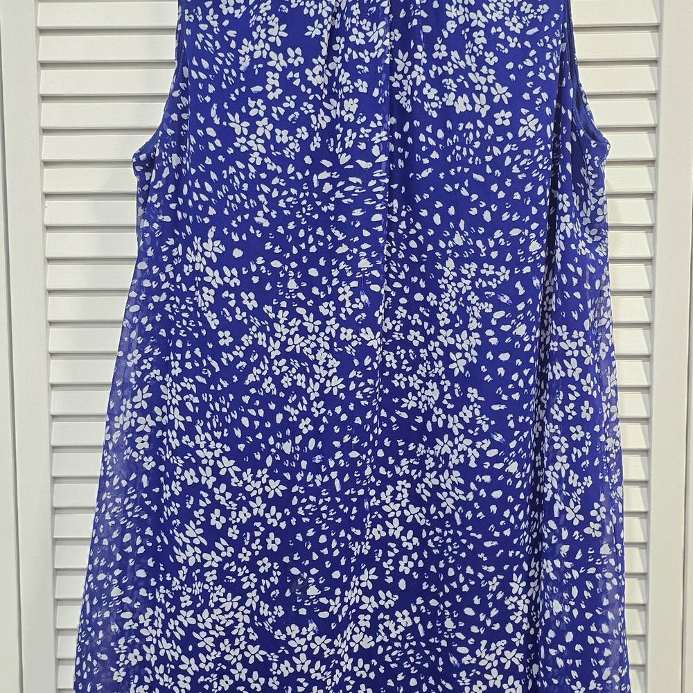 DKNY Royal Blue and White Floral Sleeveless Camisole